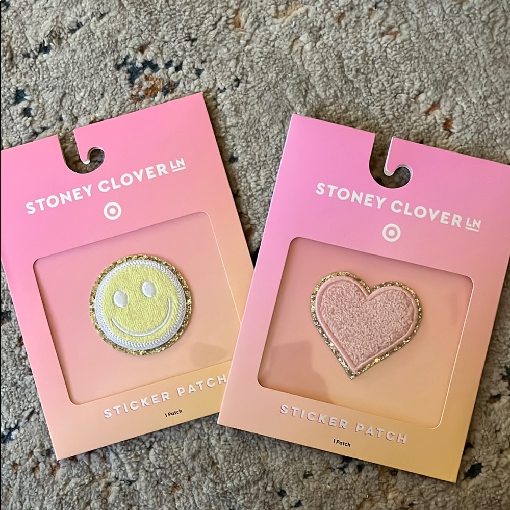 Stoney Clover Lane Sticker Patches - Yellow Smiley and Pink Heart